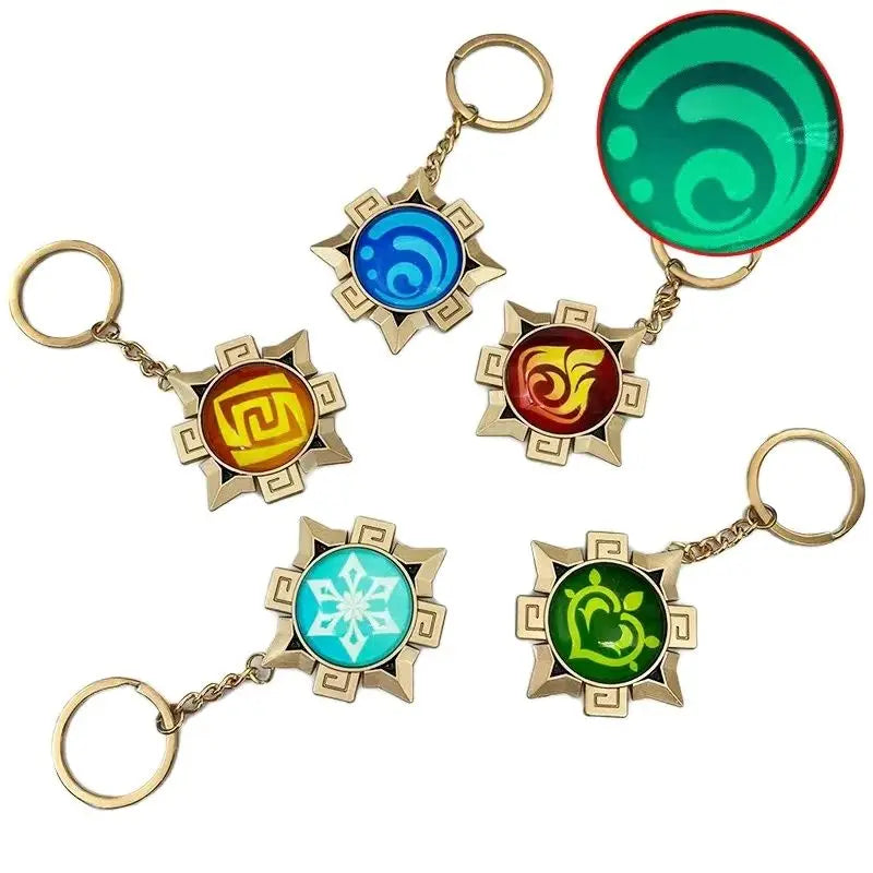 Game Impact Vision Fontaine Water God Focalors Lyney and Lynette Keychain Luminous 7 Element Eye Of Original God Toy KeyRing