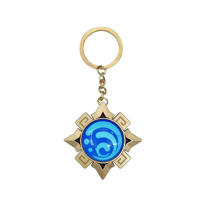 Game Impact Vision Fontaine Water God Focalors Lyney and Lynette Keychain Luminous 7 Element Eye Of Original God Toy KeyRing