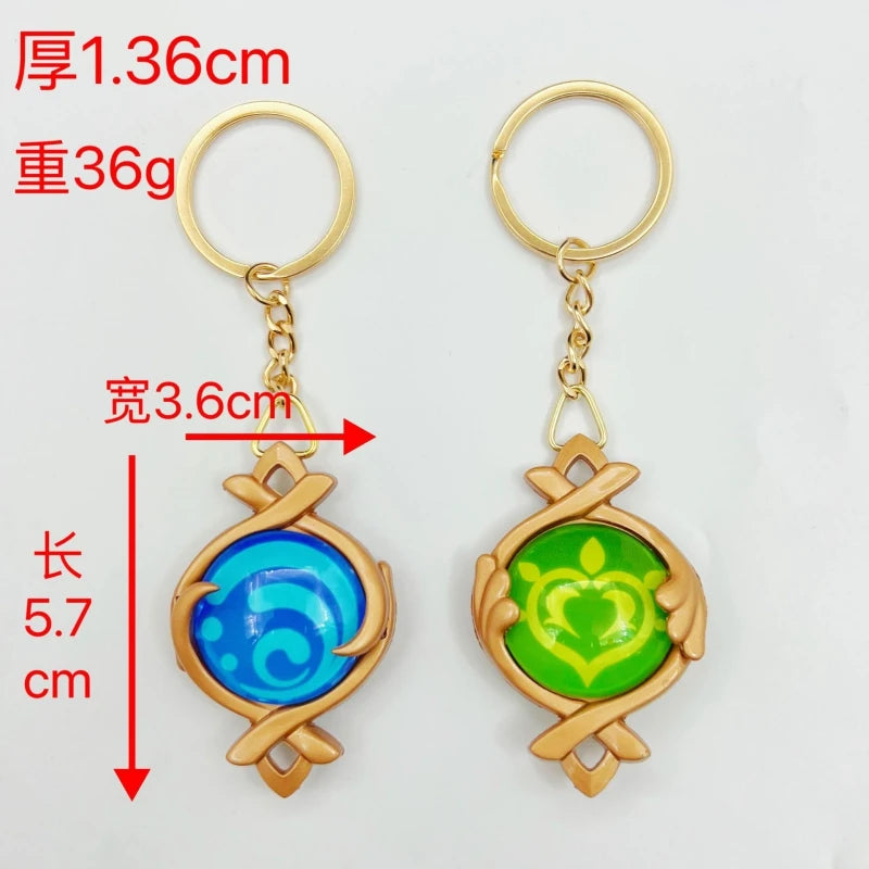 Game Impact Vision Fontaine Water God Focalors Lyney and Lynette Keychain Luminous 7 Element Eye Of Original God Toy KeyRing