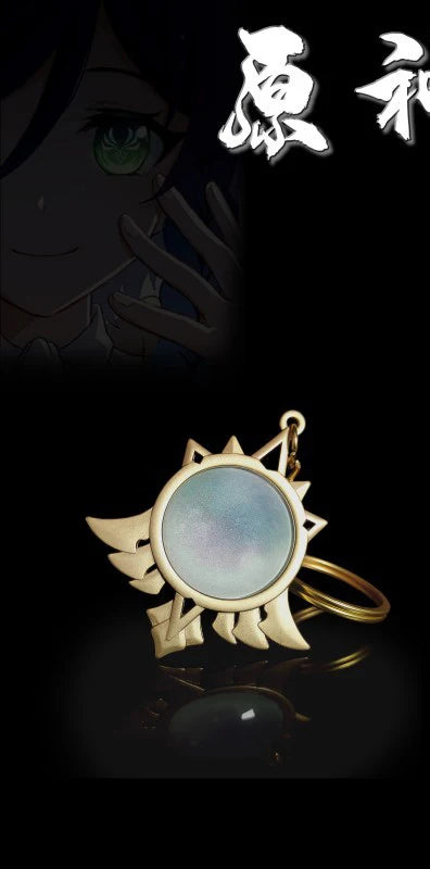 Game Impact Vision Fontaine Water God Focalors Lyney and Lynette Keychain Luminous 7 Element Eye Of Original God Toy KeyRing