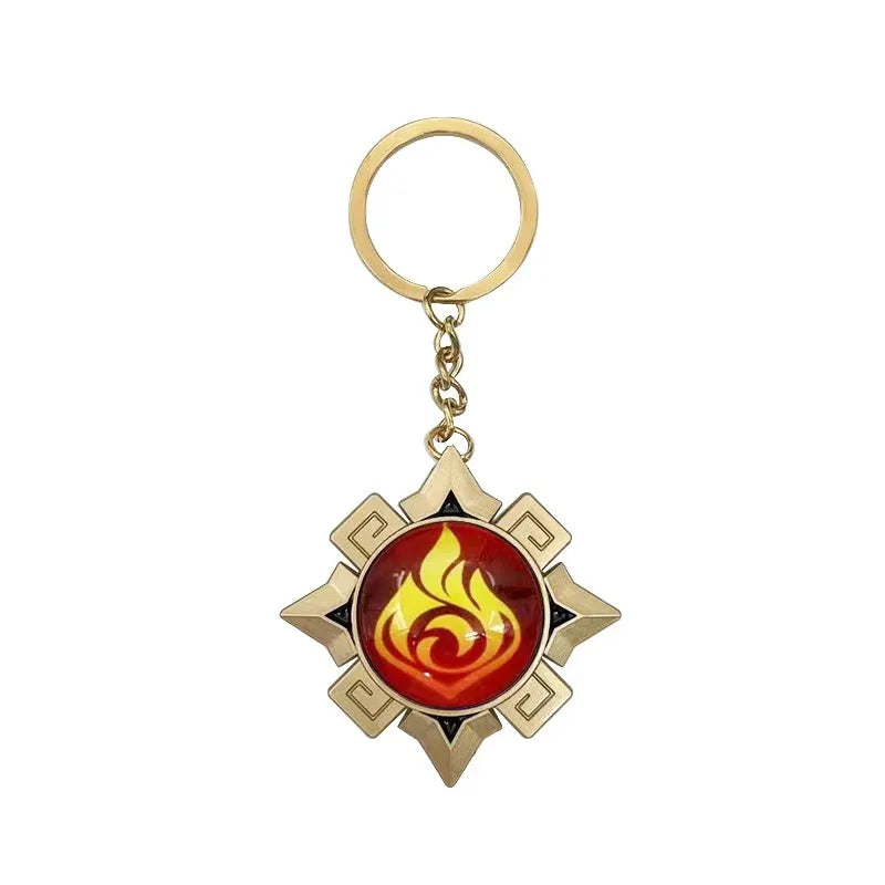 Game Impact Vision Fontaine Water God Focalors Lyney and Lynette Keychain Luminous 7 Element Eye Of Original God Toy KeyRing