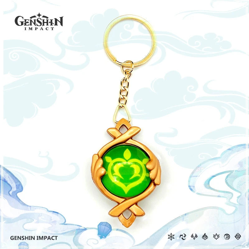 Game Impact Vision Fontaine Water God Focalors Lyney and Lynette Keychain Luminous 7 Element Eye Of Original God Toy KeyRing