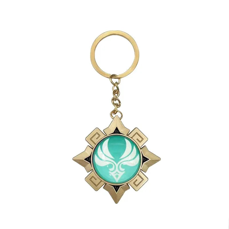 Game Impact Vision Fontaine Water God Focalors Lyney and Lynette Keychain Luminous 7 Element Eye Of Original God Toy KeyRing