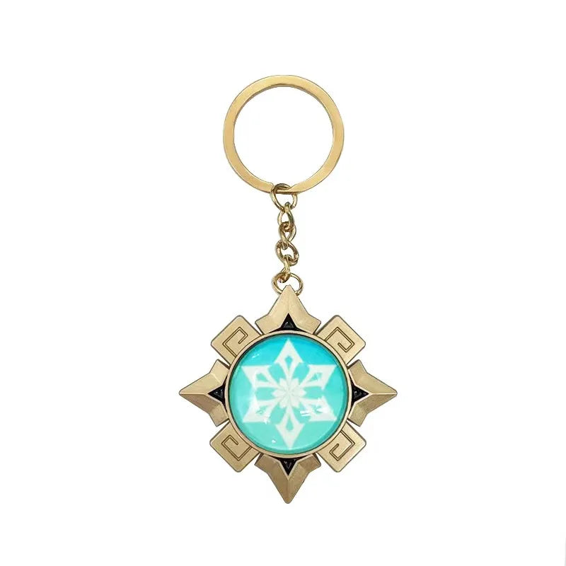 Game Impact Vision Fontaine Water God Focalors Lyney and Lynette Keychain Luminous 7 Element Eye Of Original God Toy KeyRing