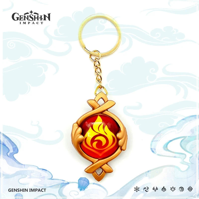 Game Impact Vision Fontaine Water God Focalors Lyney and Lynette Keychain Luminous 7 Element Eye Of Original God Toy KeyRing