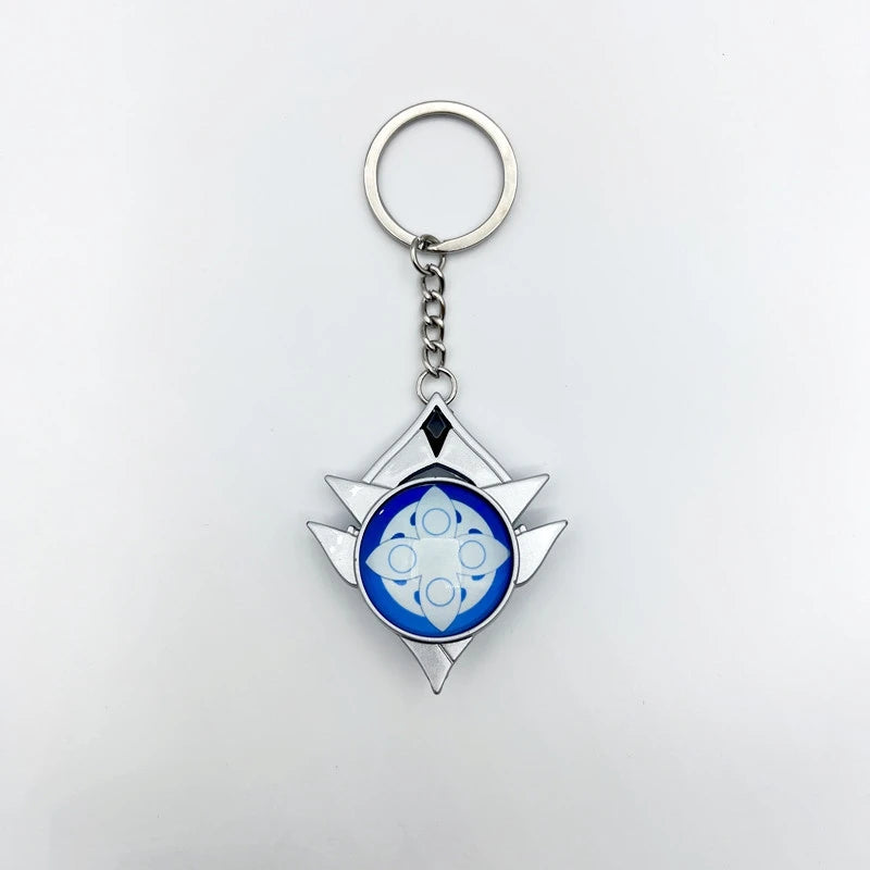 Game Impact Vision Fontaine Water God Focalors Lyney and Lynette Keychain Luminous 7 Element Eye Of Original God Toy KeyRing