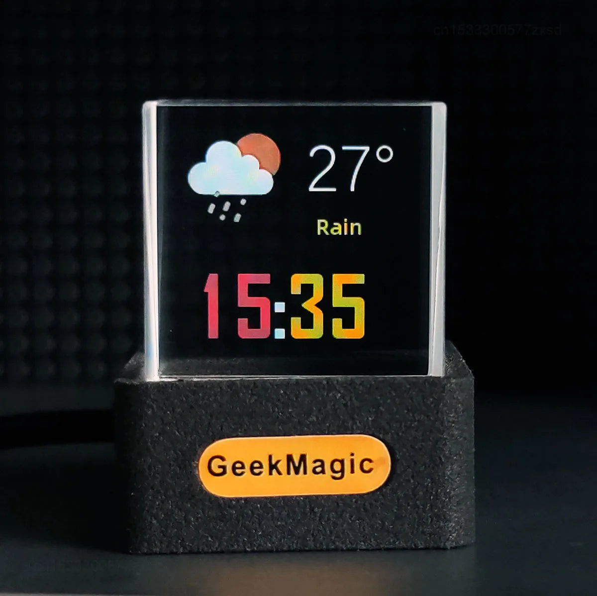 GeekMagic GIFTV Pantalla de fotos de cubo de cristal, estación meteorológica inteligente de escritorio holográfica, reloj Digital con álbum de animaciones GIF