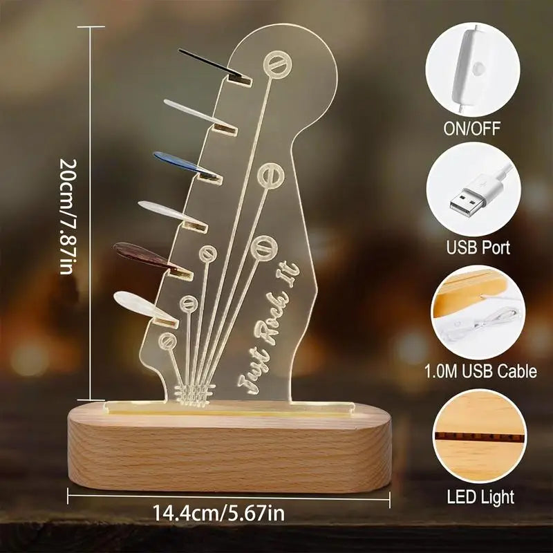 Guitar Pick Case Holder Wood Acrylic Guitar Pick Storage Light Up Pick Holder Guitar Pick Display Rack Guitar Accessories For