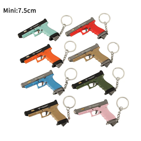 7.5CM TTIG34 Factory Price Alloy Empire Metal Mini Gun Model Keychain Shell Ejecting Black Toy Gun