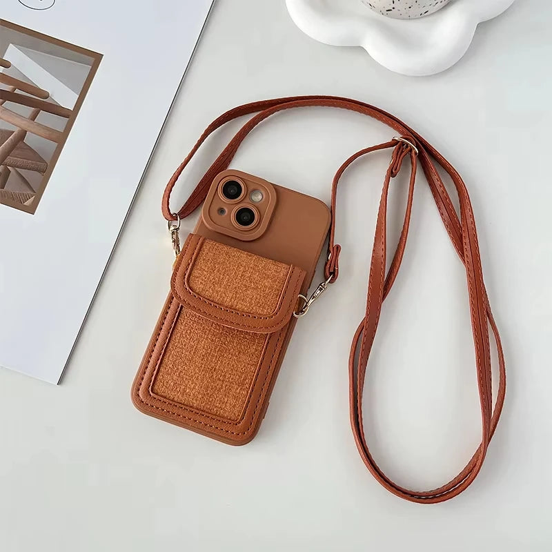 Portemonnee Kaarthouder Crossbody Riem Telefoonhoesje Siliconen Beschermhoes Voor Iphone15promax 14Plus 13pro 12 11 Xr 8