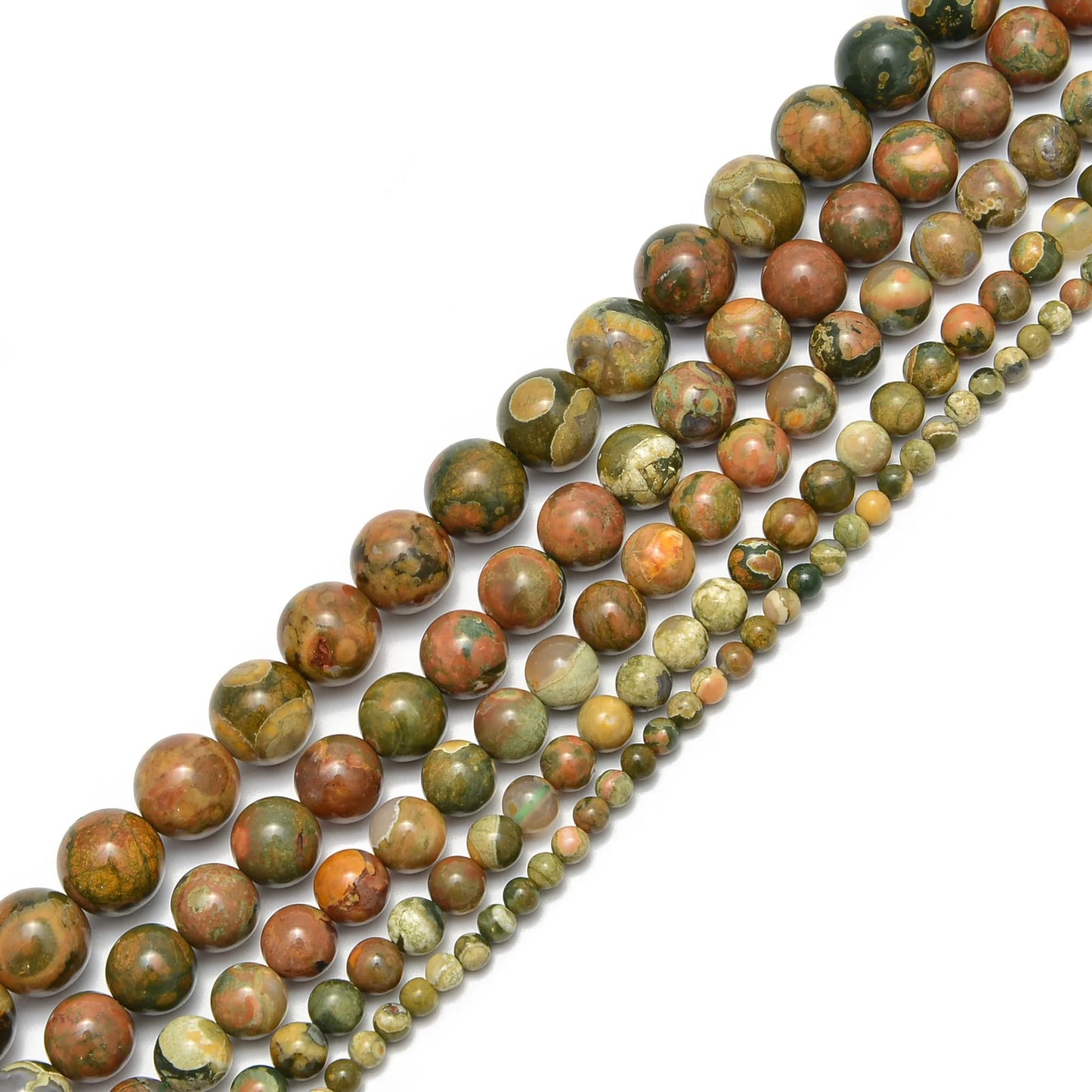 YMJ New Material Stone 4mm 6mm 8mm 10mm Green Rainforest Rhyolite Gemstone Beads for Jewelry Bracelet Making