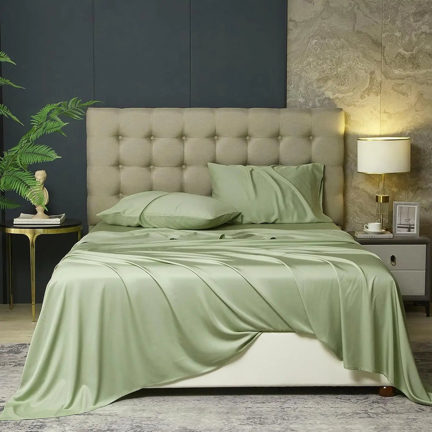 Best Selling High Quality Dark Gray , White 4Pcs 100% Bamboo Bed Sheets Set Luxury Bedding Set Wholesale