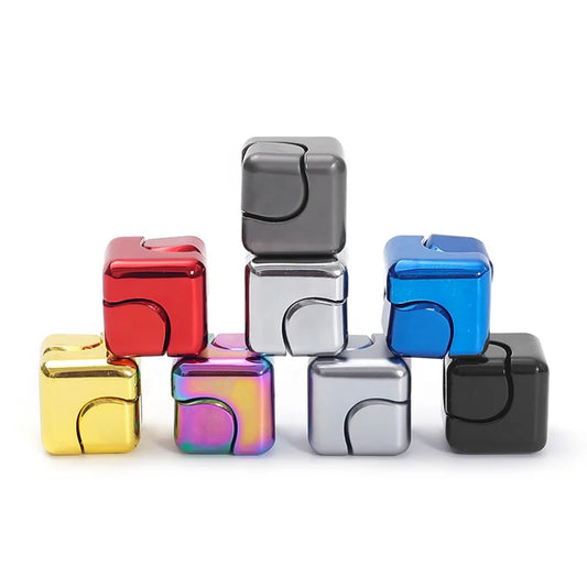 Infinity Gear Fidget Cube Spinner Transformable Spinning Top Metallic Fidget Toys 2-in-1 Cube Focus Toy for Kid Adult