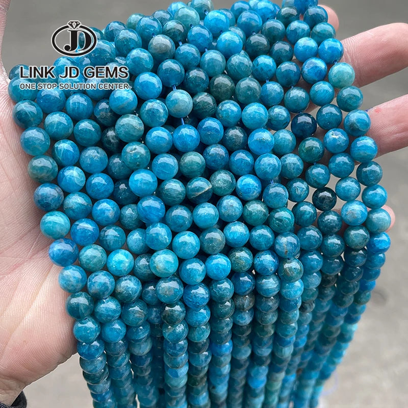 JD Wholesale High Quality Round Loose Gemstone Beads 6mm 8mm 10mm 3A Natural Apatite Beads For Jewelry Making DIY Bracelet