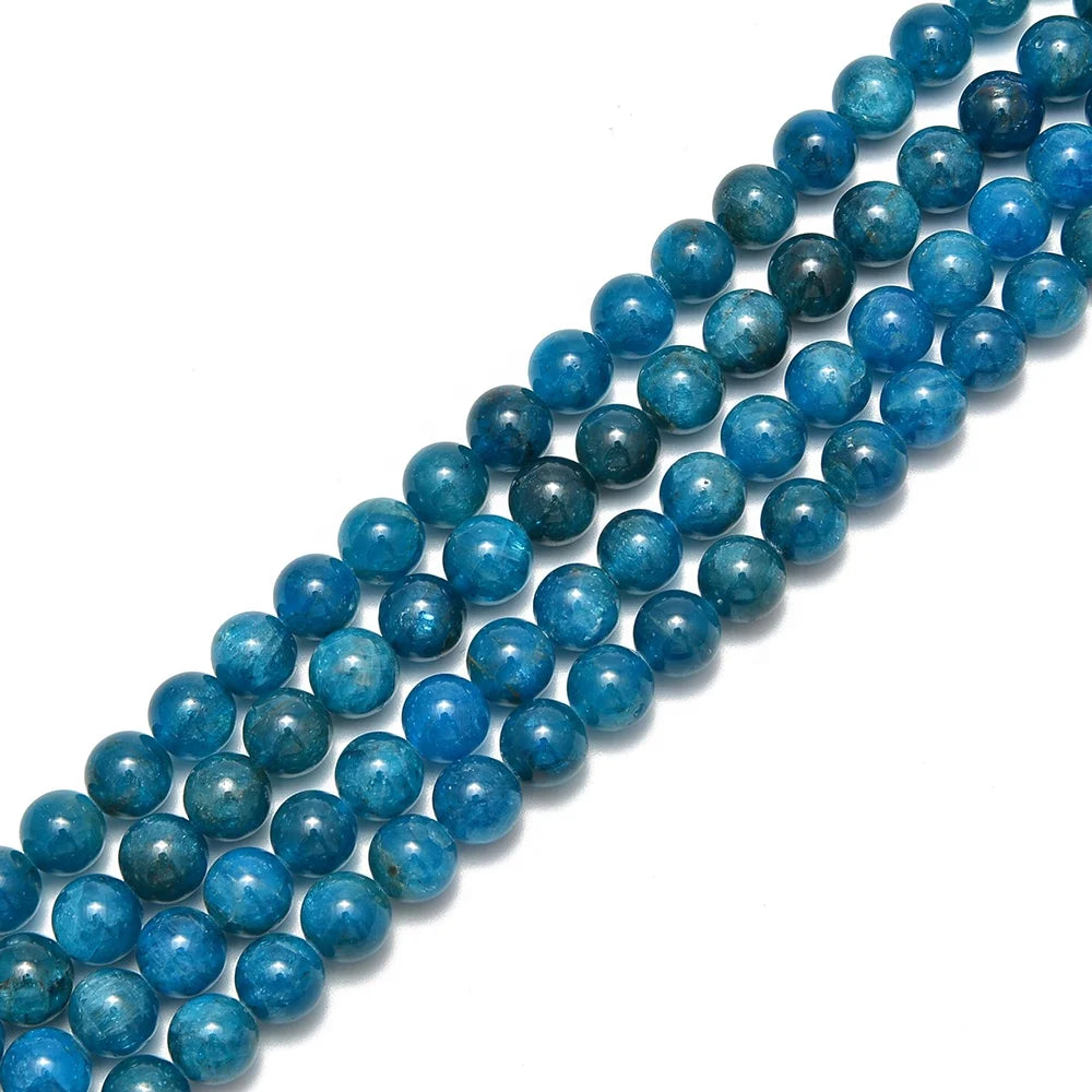 6mm ~10mm Blue Apatite Class a Smooth Round Beads for Jewelry Making