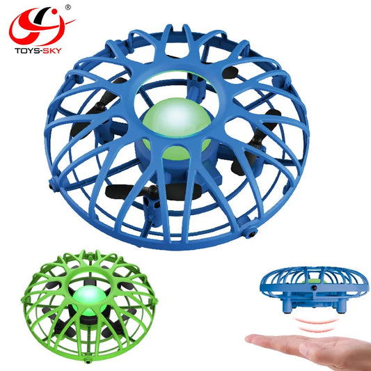 Throw to Fly Mini UFO Sensor Hand Operated Drones with Attractive Led Lights Flying Spinner Toys Stunt Scoot Drones for Kids