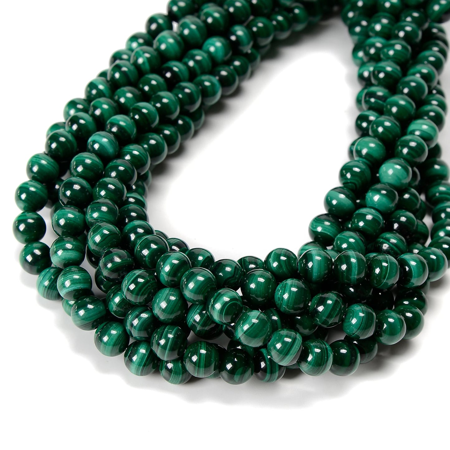 YMJ High Quality 4mm 6mm 8mm 10mm 12mm Natural Malachite Loose Bead Smooth Round Stone Beads for Jewelry Making Bracelet