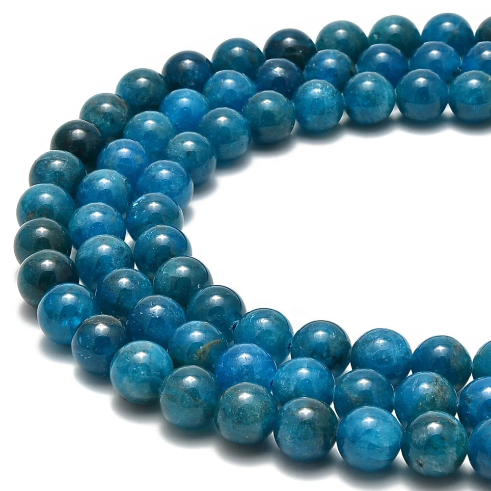 6mm ~10mm Blue Apatite Class a Smooth Round Beads for Jewelry Making