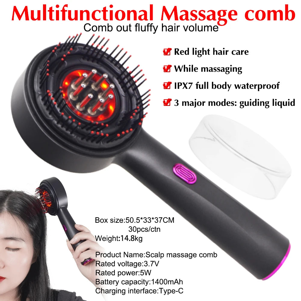 Multi Functional Red Light Hair Comb Massager Ems Oil Applicator Scalp For Hair Growth Massager Brush