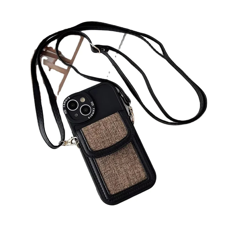 Portemonnee Kaarthouder Crossbody Riem Telefoonhoesje Siliconen Beschermhoes Voor Iphone15promax 14Plus 13pro 12 11 Xr 8