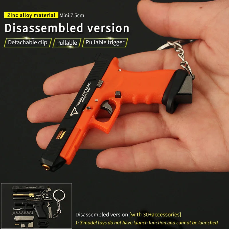 7.5CM TTIG34 Factory Price Alloy Empire Metal Mini Gun Model Keychain Shell Ejecting Black Toy Gun