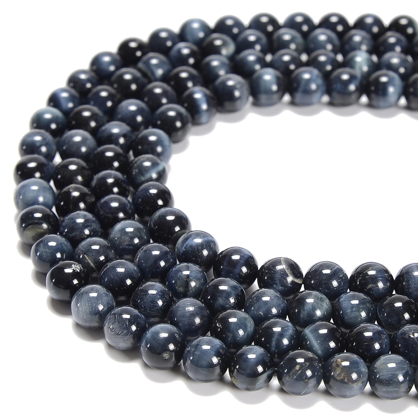 Blue Tiger Eye Smooth Round Gemstone Loose Beads Size 6mm 8mm 10mm for Jewelry Making