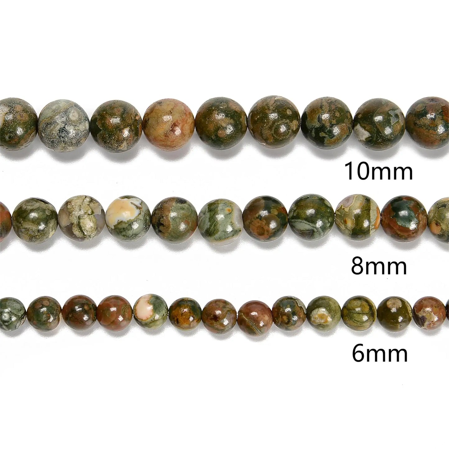 YMJ New Material Stone 4mm 6mm 8mm 10mm Green Rainforest Rhyolite Gemstone Beads for Jewelry Bracelet Making