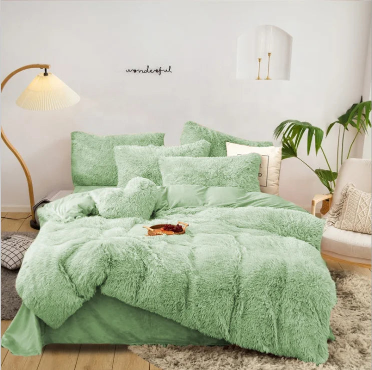 Soft Winter Bed Set, Modern Patchwork Duvet Cover Bed Set/