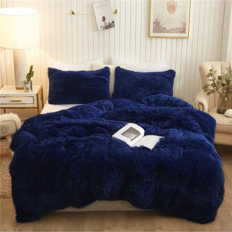 Soft Winter Bed Set, Modern Patchwork Duvet Cover Bed Set/