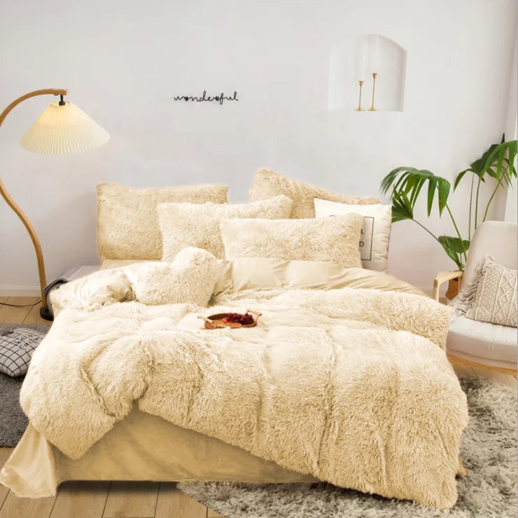 Soft Winter Bed Set, Modern Patchwork Duvet Cover Bed Set/