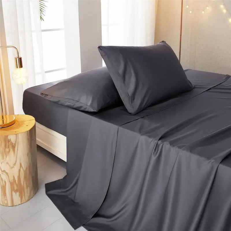 Best Selling High Quality Dark Gray , White 4Pcs 100% Bamboo Bed Sheets Set Luxury Bedding Set Wholesale