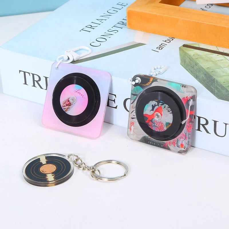 JING CHUAN OEM Custom Music Code Kpop Nfc Cd Case Box Charms Spinning Plastic Acrylic Keychain