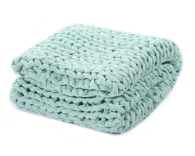 Handmade Cotton Chunky Knitted Weighted Throw Blankets Winter Heavy 7kg  Adult Blanket