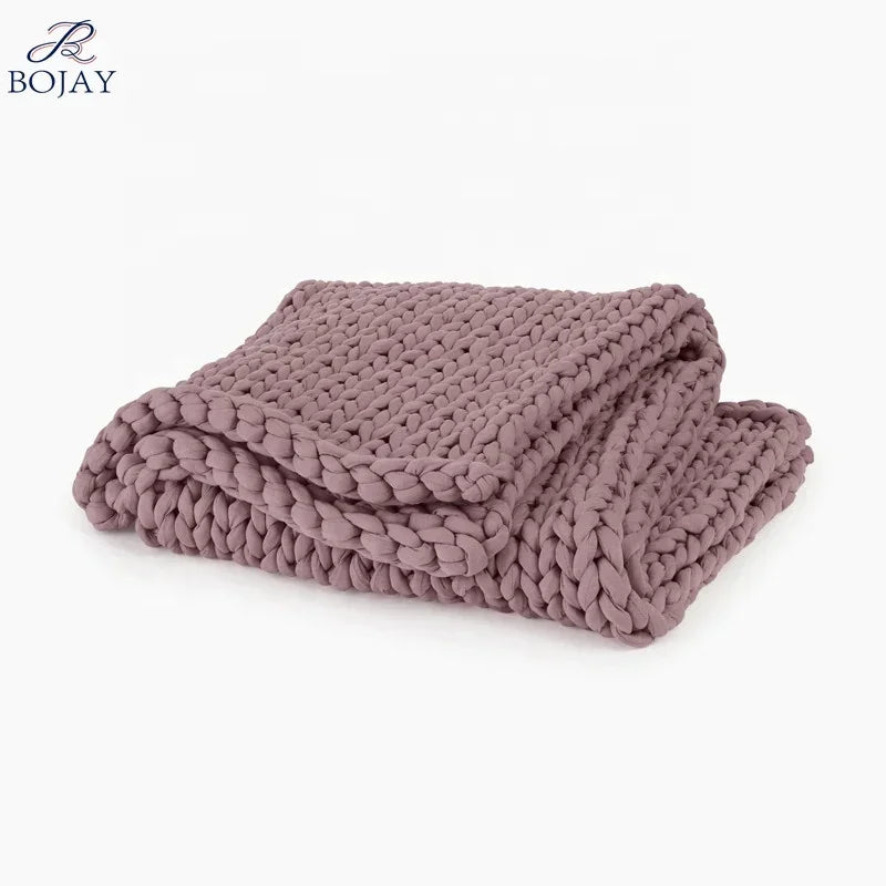 Handmade Cotton Chunky Knitted Weighted Throw Blankets Winter Heavy 7kg  Adult Blanket