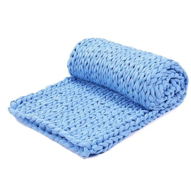 Handmade Cotton Chunky Knitted Weighted Throw Blankets Winter Heavy 7kg  Adult Blanket