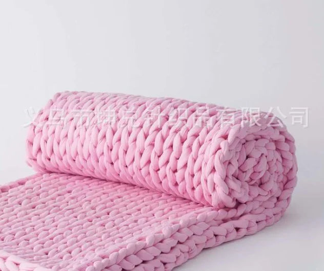 Handmade Cotton Chunky Knitted Weighted Throw Blankets Winter Heavy 7kg  Adult Blanket