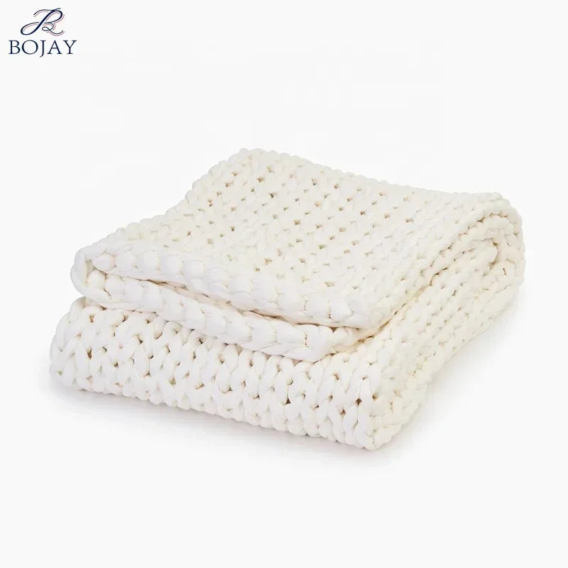 Handmade Cotton Chunky Knitted Weighted Throw Blankets Winter Heavy 7kg  Adult Blanket