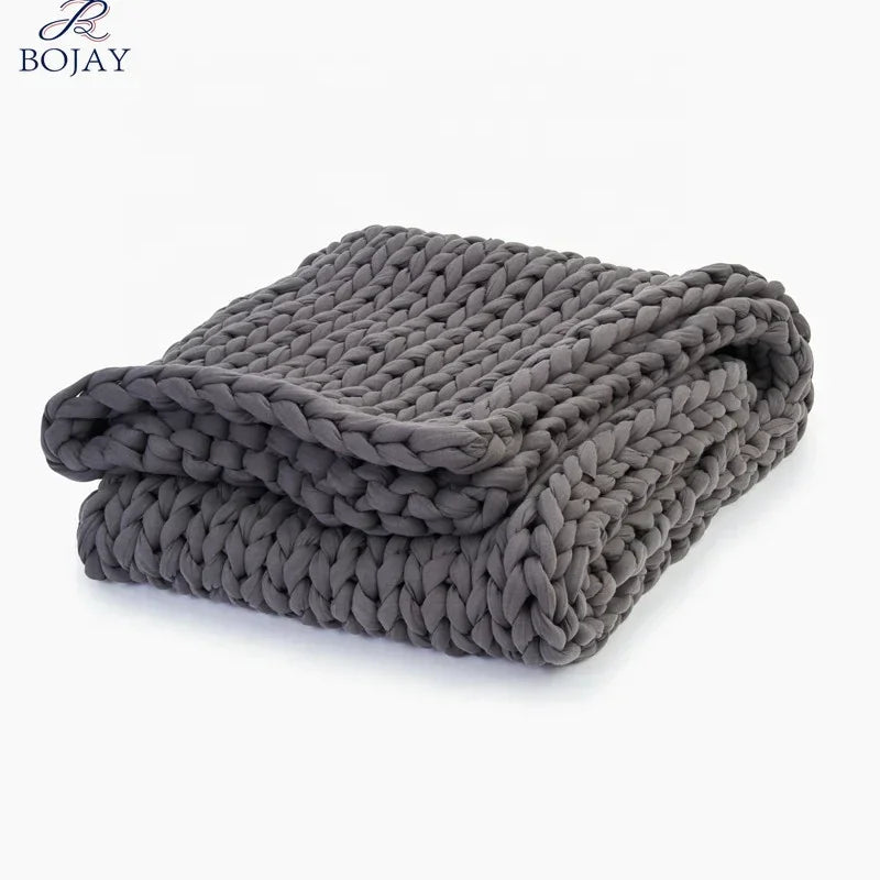 Handmade Cotton Chunky Knitted Weighted Throw Blankets Winter Heavy 7kg  Adult Blanket