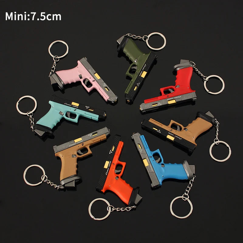 7.5CM TTIG34 Factory Price Alloy Empire Metal Mini Gun Model Keychain Shell Ejecting Black Toy Gun