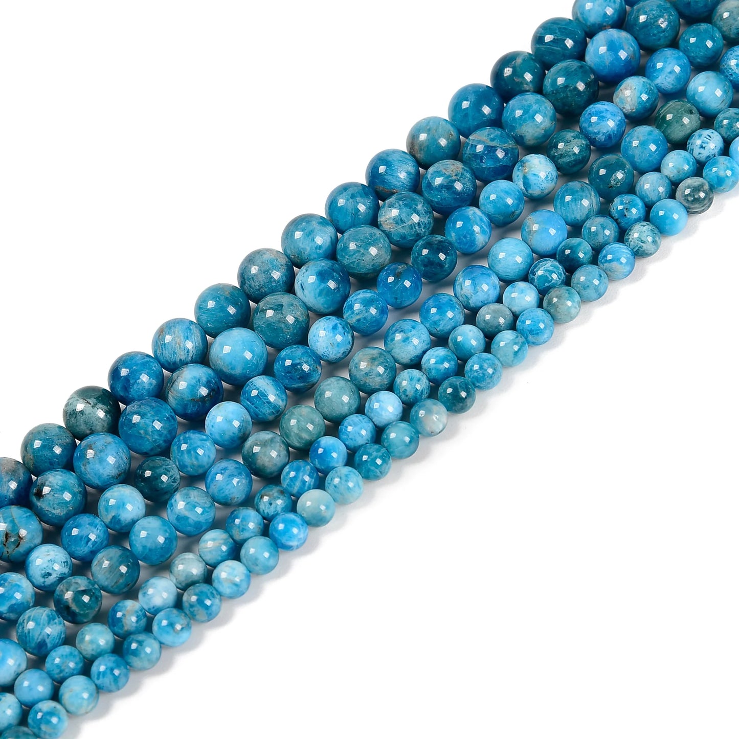 YMJ Natural Bright Light Blue Apatite Stones Bead 6mm 8mm 10mm Smooth Round Beads for Jewelry Bracelet Making