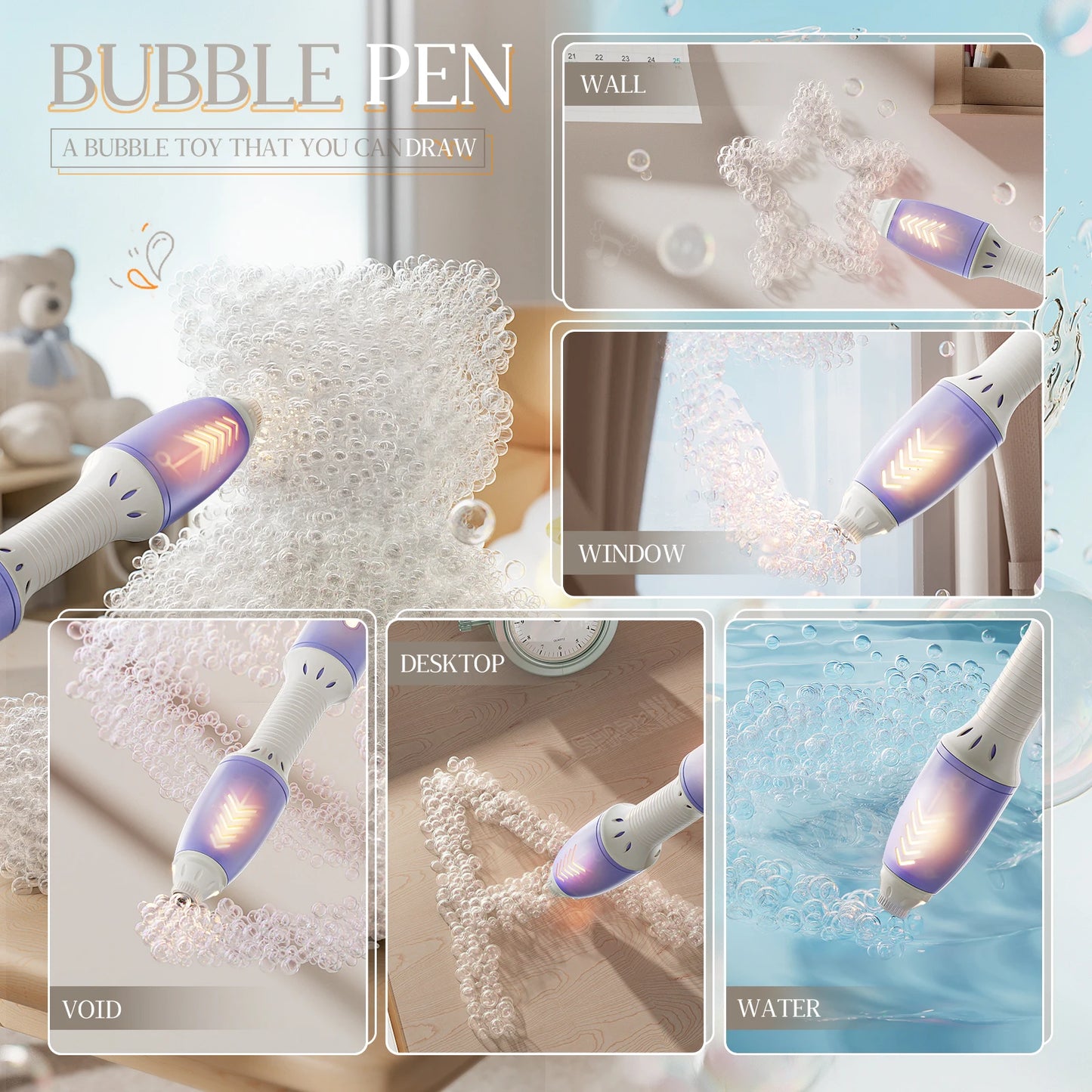 New Bubble Blaster Gun Graffiti Pen Handheld Bubble Wand  Birthday Gift Automatic Bubble Light up Toys Party for Adult Kid