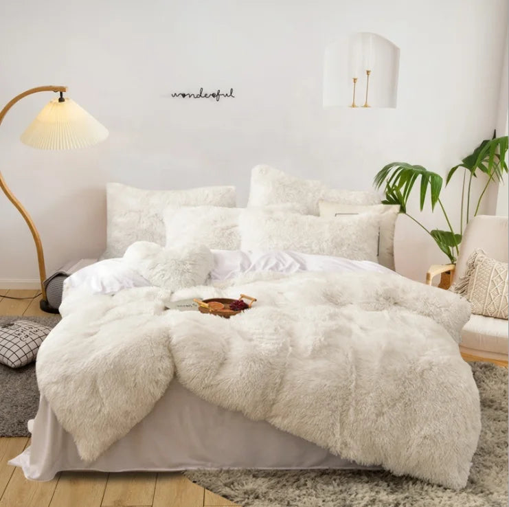 Soft Winter Bed Set, Modern Patchwork Duvet Cover Bed Set/