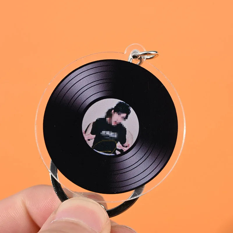 JING CHUAN OEM Custom Music Code Kpop Nfc Cd Case Box Charms Spinning Plastic Acrylic Keychain