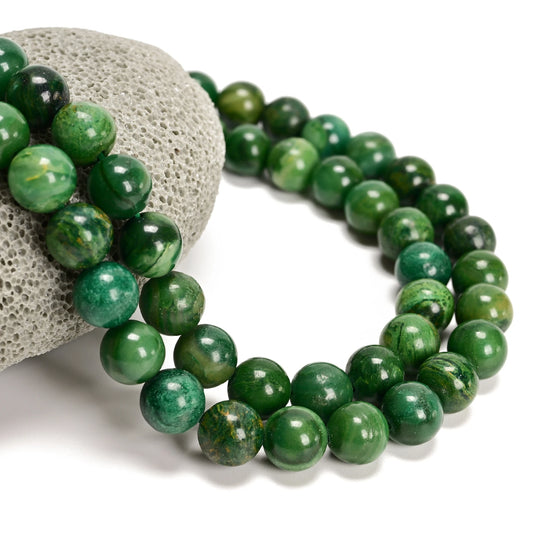 Wholesale Natural Green Color African Jade Bead 4mm 6mm 8mm 10mm 12mm Smooth Round Precious Stones Beads for Beaded Bracelet