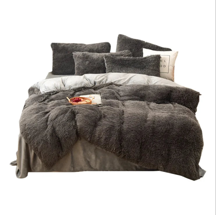 Soft Winter Bed Set, Modern Patchwork Duvet Cover Bed Set/