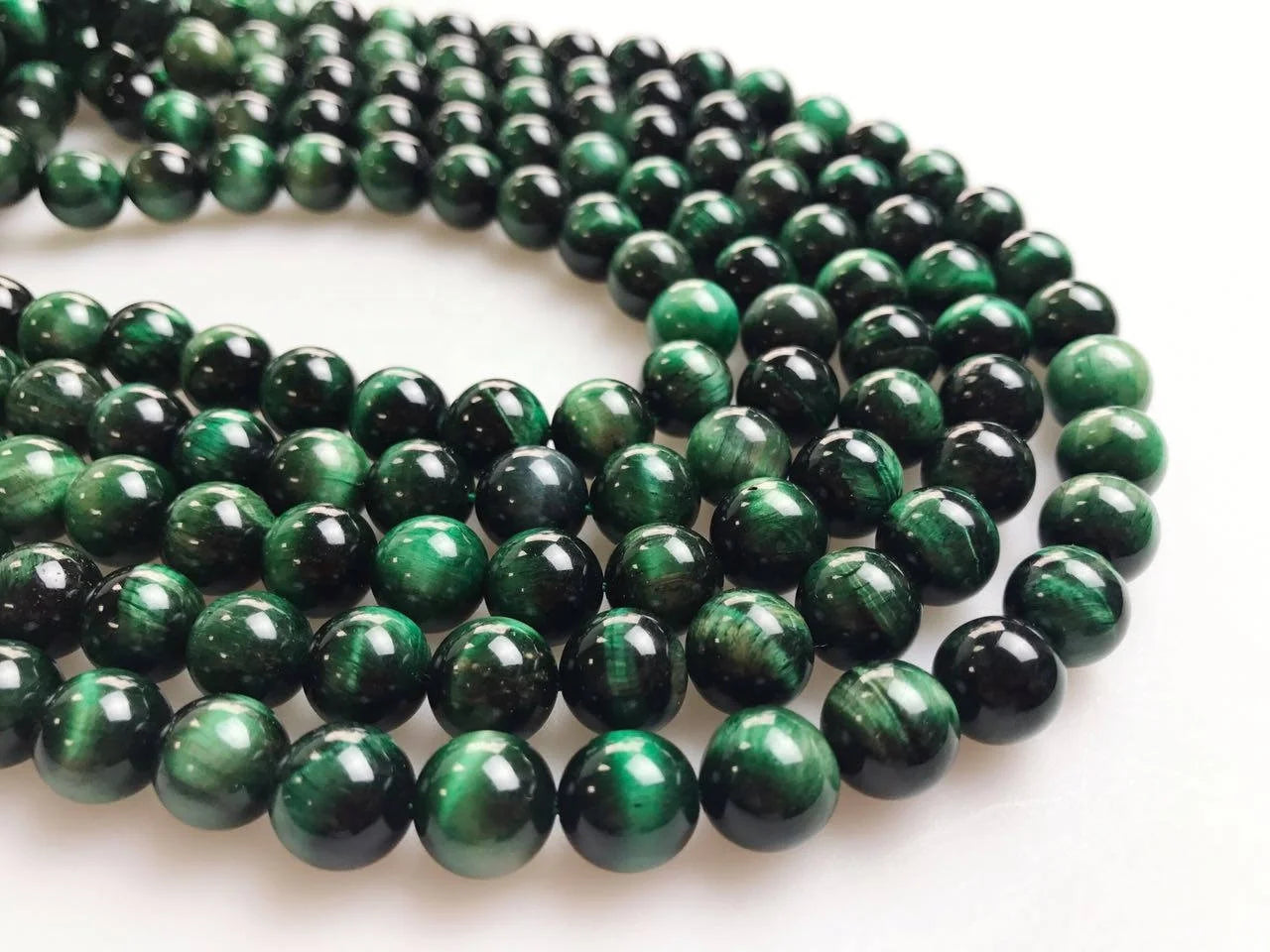 Wholesale Hot Sale Green Tiger Eye Beads Size 4-14 mm Smooth Round Gemstone Loose Beads for Jewelry Necklace Bracelet Making