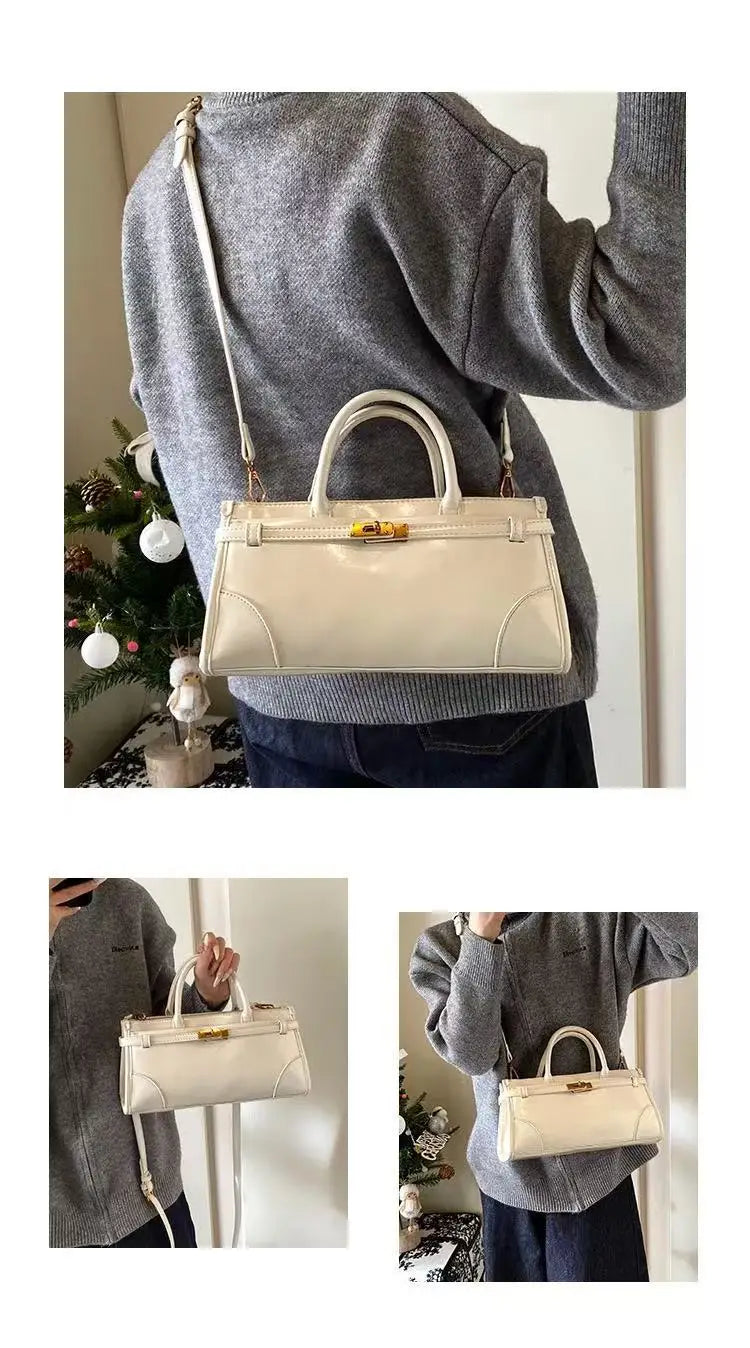 High End Burgundy Briefcase Ladies Zipper Large Capacity Underarm Bag Elegant Retro Women's Commuting Handbag Shoulder Bags