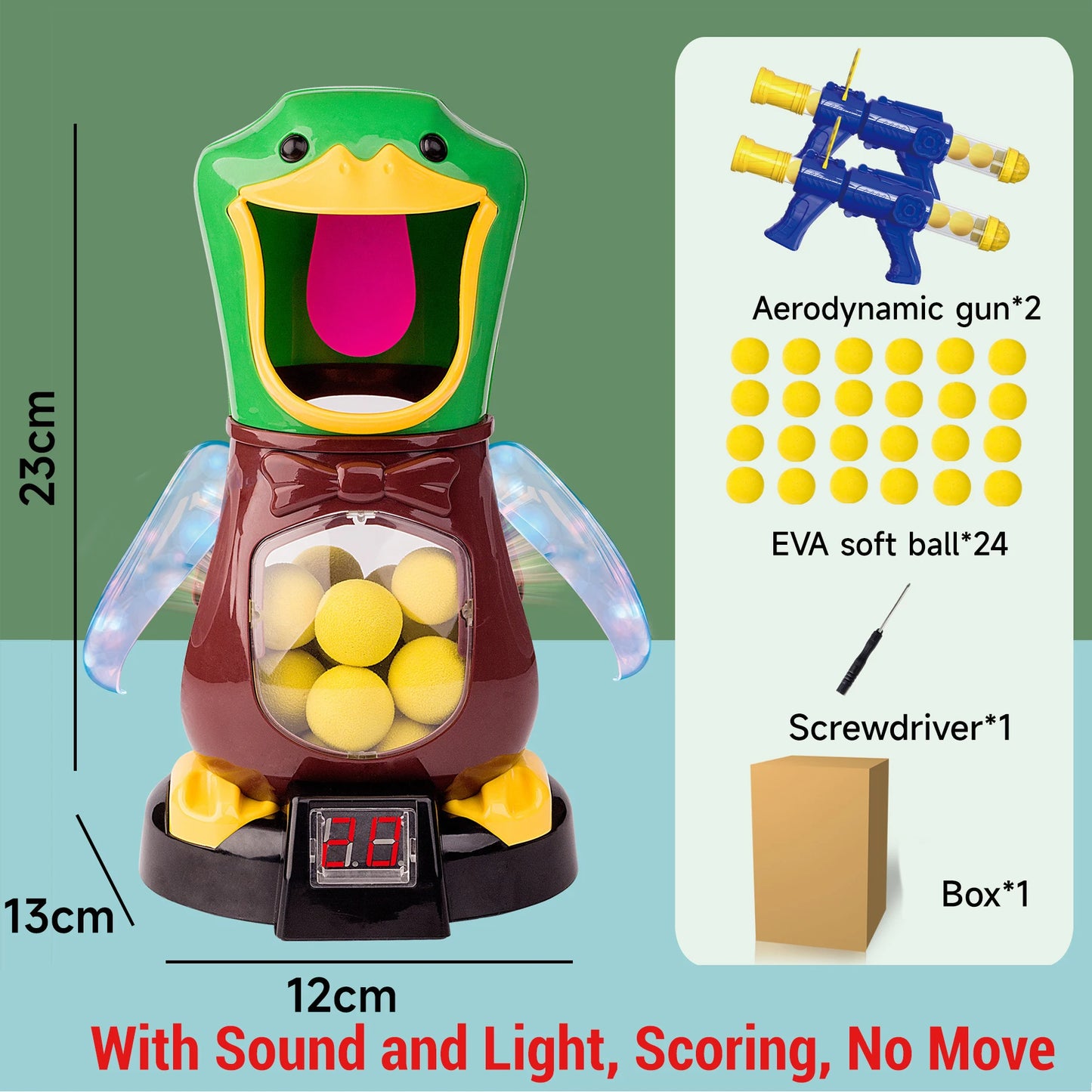 Hungry Shooting Duck Toys Luftbetriebene Pistole Soft Bullet Ball mit Licht Elektronische Scoring Battle Games Lustiges Pistolenspielzeug für Kinder