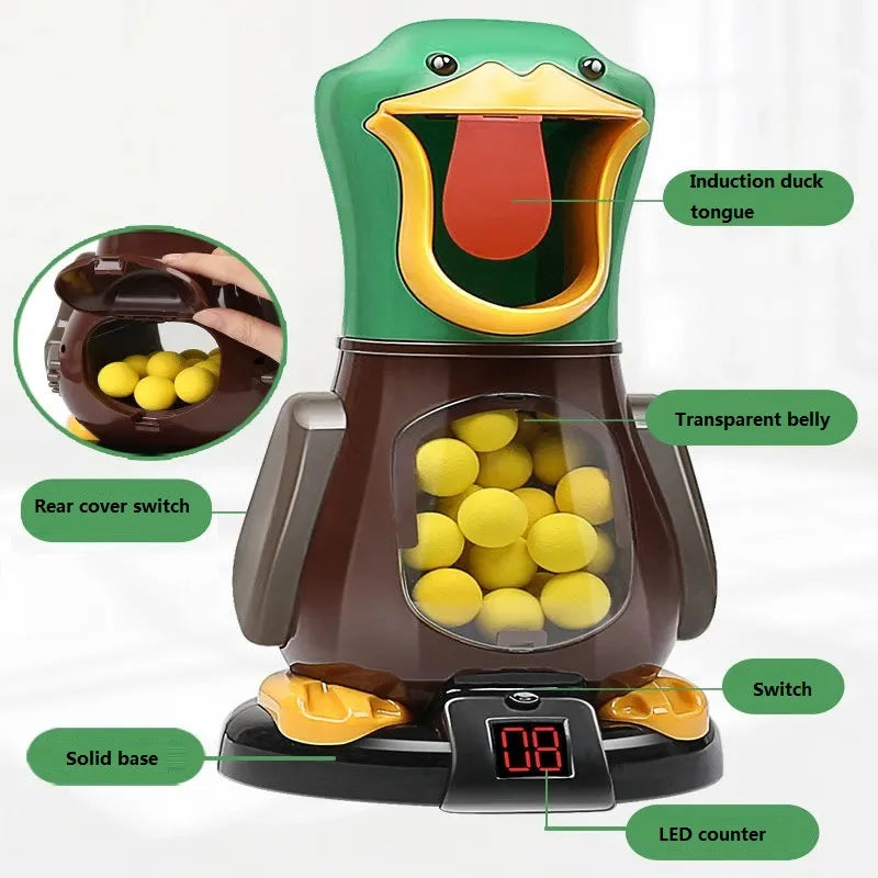 Hungry Shooting Duck Toys Luftbetriebene Pistole Soft Bullet Ball mit Licht Elektronische Scoring Battle Games Lustiges Pistolenspielzeug für Kinder