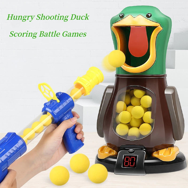 Hungry Shooting Duck Toys Luftbetriebene Pistole Soft Bullet Ball mit Licht Elektronische Scoring Battle Games Lustiges Pistolenspielzeug für Kinder